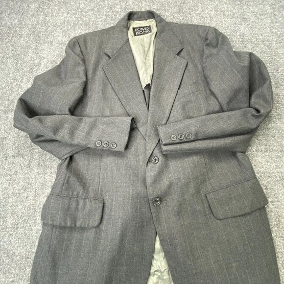 Vintage Donald Brooks Blazer Mens 44R Gray Pinstripe Wool ACWA Union USA 60s 70s - Picture 2 of 15